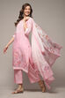 Pink Cotton Straight Kurta Palazzo Suit Set