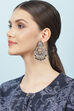 Oxidised Grey Alloy Earrings image number 3