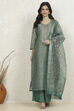 Orange Cotton Printed Embroidered Unstitched Suit Set image number 7