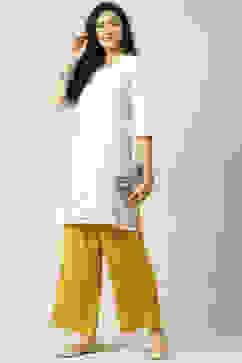 Mustard Cotton Straight Palazzo image number 5