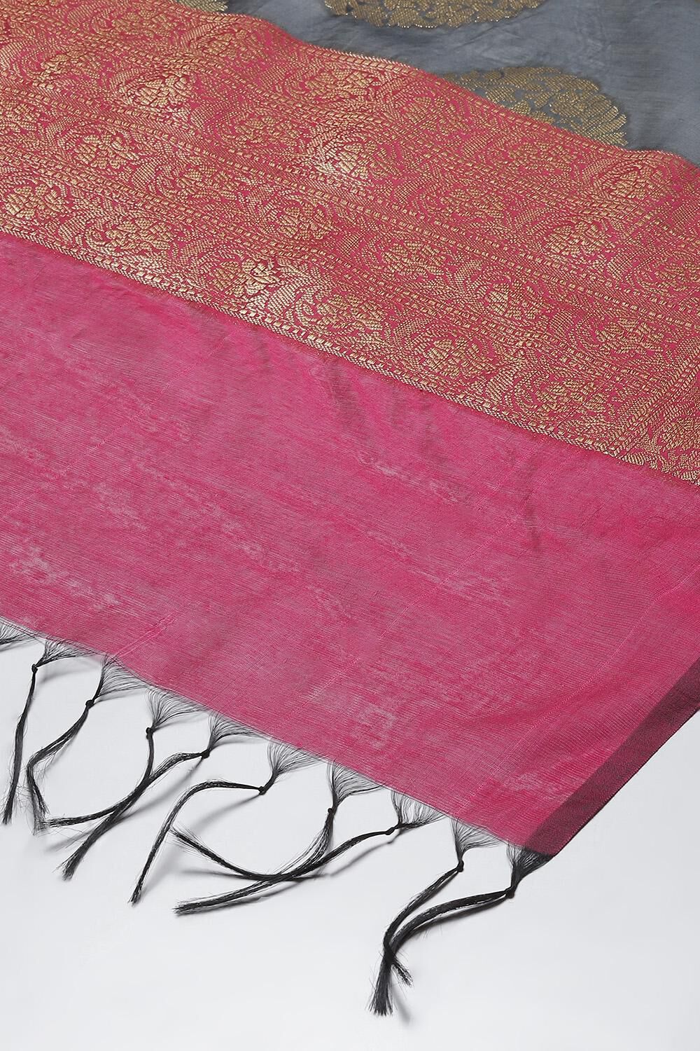 Grey Art Silk Yarndyed Dupatta image number 1