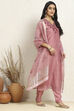 Green Chanderi Hand Embroidered Unstitched Suit Set image number 6