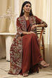 Earthy Brown Printed Layered Cape Dress image number 0