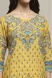 Yellow Cotton Printed Straight Kurta image number 1