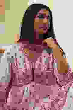 Off-White and Pink Cotton Peplum Suit Set image number 7