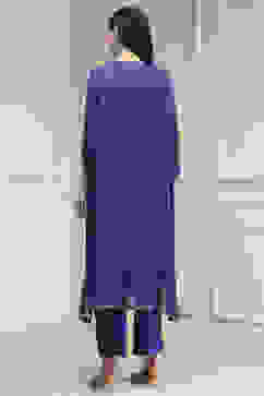 Purple Printed Kaftan Style Kurta Set image number 4