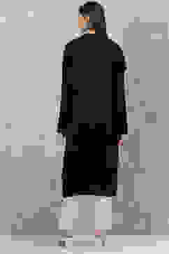 Black Acrylic Straight Scarf Set Yarndyed Kurta image number 4