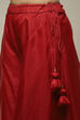 Red Nylon Straight Kurta Sharara Suit Set image number 2