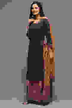 Blue Cotton Straight Kurta Sharara Suit Set image number 6