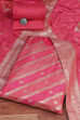 Pink Cotton Printed Embroidered Unstitched Suit Set image number 0