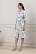 Blue All-Over Floral Printed A-Line Dress image number 2