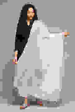 Off White Cotton Blend Yarndyed Dupatta image number 0