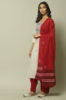 Red Flex Machine Embroidered Unstitched Suit Set image number 3