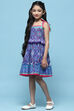 Blue Mosaic Printed Cotton Shoulder Tie Up Dress image number 2