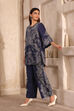 Blue Cotton floral Printed Straight Kurta Set image number 3