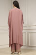 Mauve Solid Kaftan-Style Kurta Set image number 4