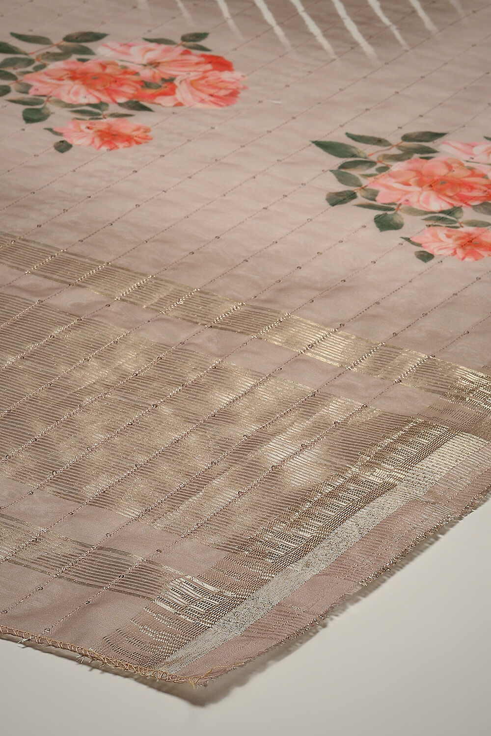 Brown Cotton Digital Print Unstitched Suit Set image number 8