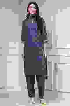 Indigo Blue Printed Straight Suit Set image number 6