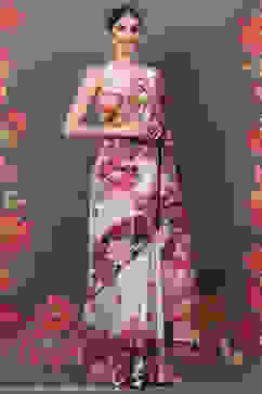 Rohit Bal Off White Cotton Silk Printed Saree image number 2