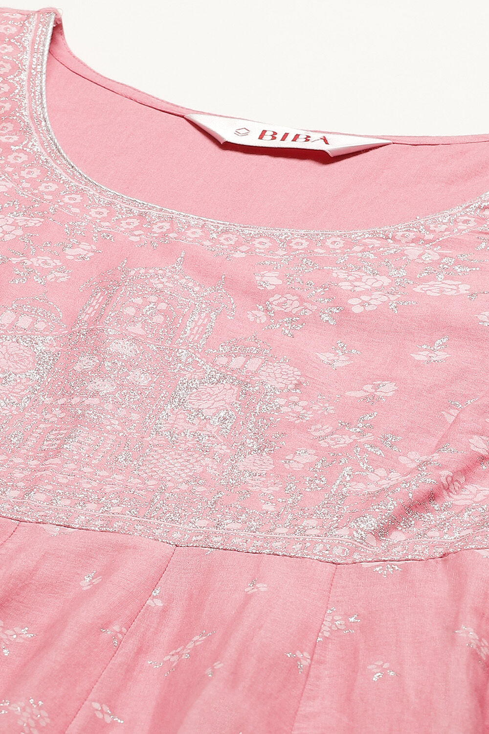 Turquoise Cotton Anarkali Kurta Churidar Suit Set image number 1