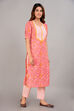 Pink Cotton Screen Print Unstitched Suit Set image number 7