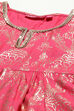 Berry Pink Rayon Flared Printed Kurta Set image number 1