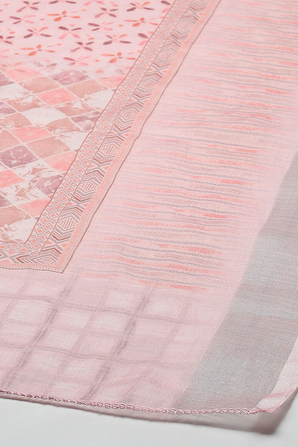 Pink Linen Unstitched Suit Set image number 4
