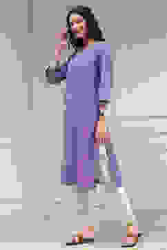 Purple Cotton Ikat Straight Kurta image number 2