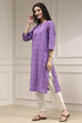Purple Cotton Ikat Straight Kurta image number 2