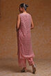 Rose Peach-Toned Poly Net Beaded Embroidered Straight Suit Set image number 4