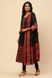 Black Cotton Anarkali Kurta Churidar Suit Set image number 5