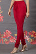 Red Silk Flared Solid Suit Set image number 2
