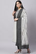 White Cotton Handloom Unstitched Suit Set image number 5