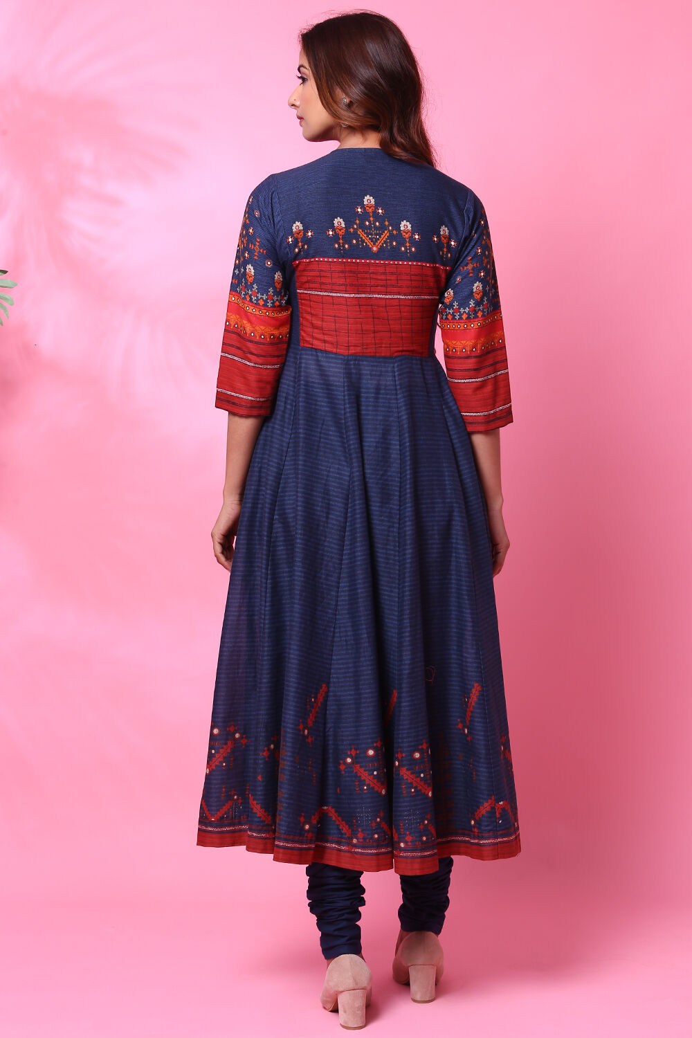 Blue Cotton Anarkali Kurta Churidar Suit Set image number 7