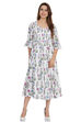 Off White Cotton Flared Printed Dress image number 0