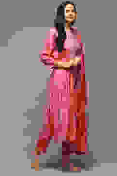 Pink Modal Machine Embroidered Unstitched Suit Set image number 7