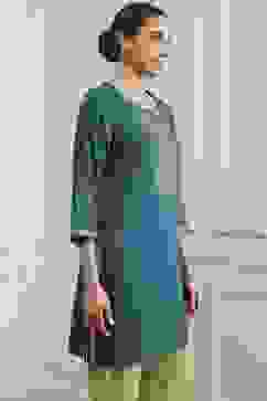 Blue Solid Straight Short Kurta image number 4