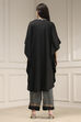 Black Modal Solid Kaftan Fusion Kurta Set image number 4