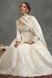 Cream-Toned Silk Chanderi Floral Anarkali Suit Set image number 0