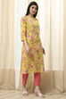 Pink Cotton Straight Printed Kurta image number 3