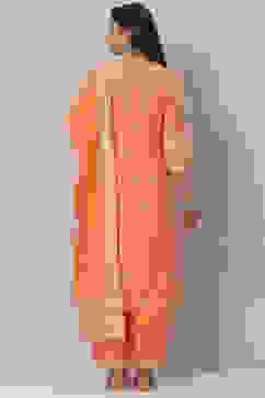 Orange Cotton Straight Kurta Palazzo Suit Set image number 4