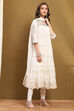 White Cotton Embroidered Tiered Anarkali Suit Set image number 5