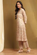 Beige Printed Straight Winter wear Kurta Set image number 3