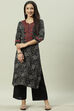 Black Rayon Straight Printed Kurta