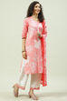Pink Cotton Straight Kurta Palazzo Suit Set image number 6