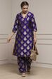 Purple Art Silk Printed Straight Co-ord Set