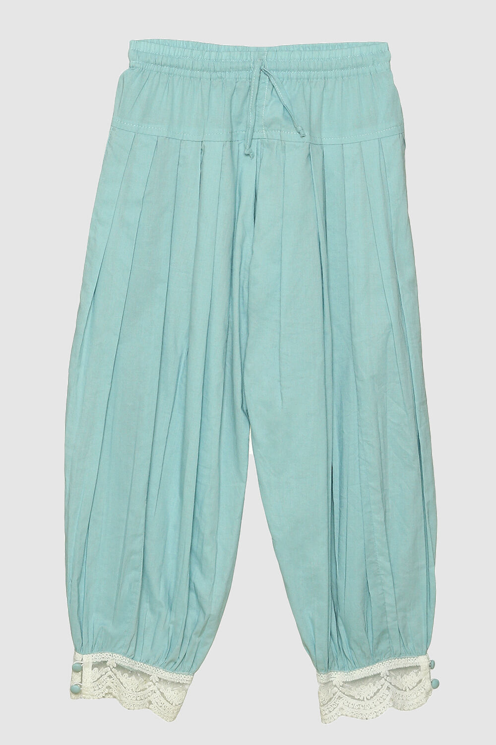 Mint Green Cotton Tiered Kurta Salwar 2 Piece Set image number 2