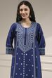 Blue Dyed Printed Straight Suit Set image number 1