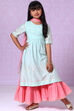 Powder Blue Cotton A-Line Kurta Sharara Suit Set image number 0