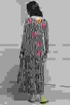 Beige & Brown Cotton Blend Flared Printed Dress image number 3